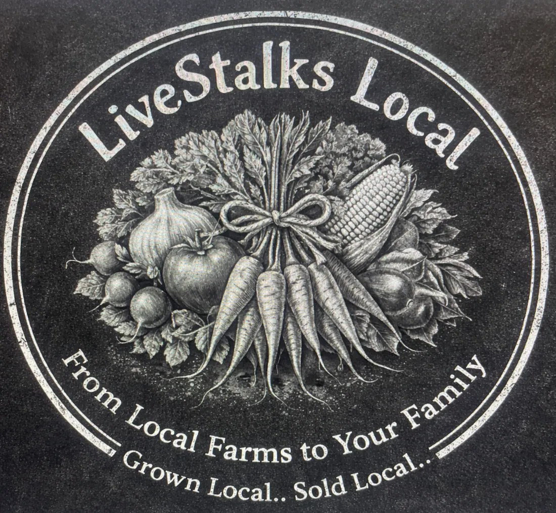 LiveStalks Local engraved seal — 'From Local Farms to Your Family · Grown Local.. Sold Local..'